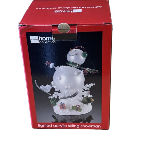 JCPENNEY HOME COLLECTION LIGHTED ACRYLIC SKIING SNOWMAN W/BOX-RAINBOW COLORS! - Picture 2 of 15